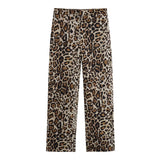 Fongt Women's 2025 Summer New Animal Prints Misty Skirt Straight Trouser Shirt Set