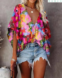 Tees Button V Neck Sexy Casual Befree Short Sleeve