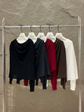 Fongt Xixi 2025 Autumn New Black Standard Loose Long-Sleeved Neck Cape Knitted Woolen Woman 25406