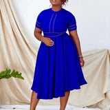 Fongt African Large-Size Women's 2025 Summer New Elegant Dress A-Sleeved Dress