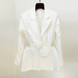 Fongt Early Spring New Fashion Hollow Nail Bead Three-Dimensional Flower Suit Pearl Lint Trousers