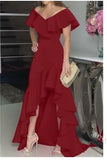 Fongt Temperament Sexy V-Neck Irregular Solid Color Hem Leaves On The Edge Of The Individual Design Lady