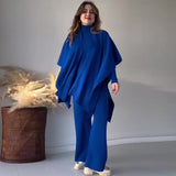 Fongt 2025 New Solid Color Retro Base Knitted Bat Shirt Shawl Three Sets Of Women