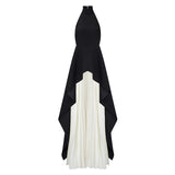 TWOTWINSTYLE Sexy Two Piece Set Women Halter Sleeveless Open Back Top High Waist Pleated Maxi Skirt Slim Women's Suit Summer