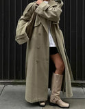 Fongt Autumn And Winter Explosion Temperament Clapping Belt Long Hair Coat Single Buckle