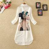 Chiffon Blouse Women 2019 Summer Digital Print Long Sun protection Shirt Female Elegant Casual Tops Chiffon Shirts