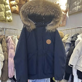 Fongt Collar Workwear Pie Down Jacket Women's Mid- 2025 Winter New Small White Duck Down Men And Women Thick Coat