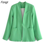 Spring Women's Solid Color Slim Simple Leisure Suit Coat Chic and Elegant Woman Jacket Women's Blazer Tailoring Blazer