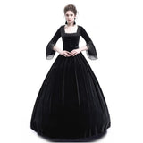 Autumn And Winter Dress High-End Solid Color Medieval Court High-Waisted Dress-Outfit