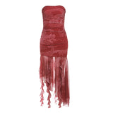 Fongt 2024 New Women's New Chinese Irregular Strapless Dress-Outfit