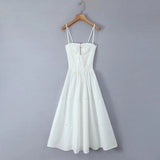 Corset Elastic Ruched Strap Midi Dress-Outfit