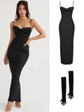 Satin Maxi Bodycon Dress Sexy Event Night Wedding Guest Dress Women Corset Party Dresses Pink Slit Dress High Quality-Outfit