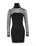 New Hot Gold Stitching V-Neck Pleated Satin Dress ODS1013C Series-Outfit