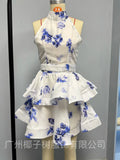 Fongt Women's Clothing 2025 Summer New Hanging Neck With Flower Dress