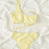 2023 New Split Irregular Split One-Shoulder Split Swimsuit