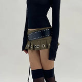 Features Chicken Eyelids With Spicy Girls Low Waist Ultra-Short Pleated Skirt 2024 Summer New Tooling Miniskirt-Outfit