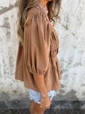 Fongt Summer New Solid Color Collar Button Casual Fashion Short Sleeves To Puff Shirt Women's Clothing