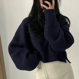 Dark Academia Oversized Crochet Knit Sweater-Outfit
