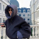 Removable Puffer Hoddie Patchwork Zipper Jacket-Outfit
