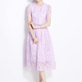 Fongt Famous Style Suit Female Lace Hook Bubble Sleeve Shirt Two Sets Of High-Rise Thin Half-Dress Skirt