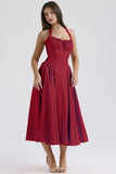Fongt New Summer Sling Dress Fashion Print Hanging Neck Lace Dress