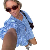 New Sweet Casual Strap Round Collar Bubble Sleeve Versatile Shirt-Outfit