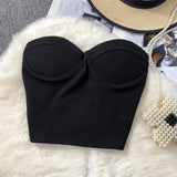 Fongt Color Strapless Vest Female Wearing Sexy Hot Girl Short Crop Slim Thin With Chest Pad-Outfit