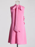 Fashion Temperament Dress Women 2025 Spring New Sleeveless Short Skirt Three-Dimensional Flowers Splicing High-End Skirt