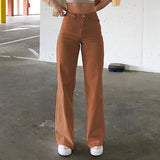 Baggy High Waist Solid Denim Jeans Women Streetwear Vintage Casual Straight Trousers Summer Elegant Basic Pants