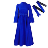 Fongt Women's Winter New Half-High Collar Long Sleeves To Close The Waist Temperament To Show Thin Swing Dress