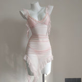 Fongt New Sweet Age-Drinking Girl With Dress Female Design Irregular Folds Showing Thin Babes Skirt
