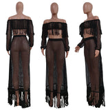 Fongt New Women's Casual Netted Fram Beach Dress 2 Sets-Outfit