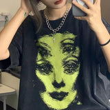 Grunge Ghost Face Graphic T-Shirt-Outfit