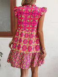 Fongt Shein Flyves V-Necked With Flower Dress