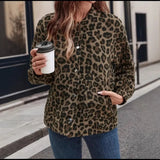 Fongt Blouse Coat Women's Spring And Autumn Leopard Print Retro Temperament Casual Blouse