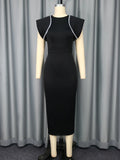 Fongt Temperament Round Collar Dress Banquet High Waist-Up Open-Fork Elegant Evening Dress Party Dress