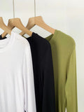 Fongt Comfortable Super Soft Modal Cotton Long Sleeve T-Shirt Women's Spring New Solid Color Round Collar With A Bottom Top-Outfit