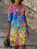 Elegant Floral Print Dress 703-1-Outfit