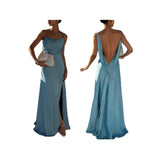 Fongt Temperament Sexy Solid Color Splicing Tie With Body Slings Long Dress