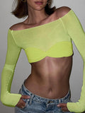 Ruched Off Shoulder Long Sleeve Crop Top-Outfit