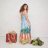 Fongt New Sexy Sling Graffiti Cotton-Song Print Dress Dress Woman