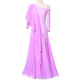 2024 Summer Modern Dance Dress New Custom Oblique Shoulder Floating Sleeve Ballroom Competition Waltz Dresses TH2796-Outfit