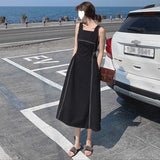 Strap Dress Summer Dress 2023 New Sexy Back Temperament Waist Show Thin Black Strap Skirt Female-Outfit
