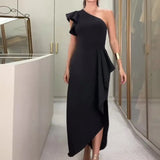 Fongt Fashion Solid Color Collar Lace Sleeves Sexy Long Dress In Autumn 2025