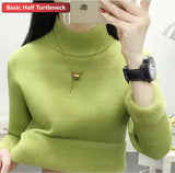 For Women Winter Thicken Turtleneck Slim Knit Pullover New Warm Plush Velvet Lined Knitwear Jumper Tops Casual