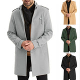 Fongt Version Of 24 New Large-Size Hairy Coat Men's Single Buckle Long Coat Epaulets