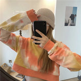 Tie Dye Print Sweatshirts Women Autumn Loose Long Sleeve Oversized Hoodies for Lovers Couples