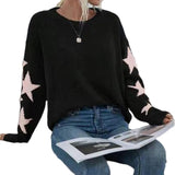 Fongt And Winter Women's Knitted Sweater Fashion Pure Color Five-Pointed Star-Colored Collar Collar Sweater
