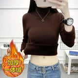 Thicken Sweater Womens Casual Warm Velvet Lined Big Size 4xl Knit Pullover Half Turtleneck Poleras Soft Knitwear
