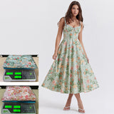 Fongt Women's Clothing 2026 Spring And Summer New Sexy Sling Splicing Print Tie Dress